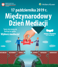 Na zdjęciu plakat promujący Międzynarodowy Dzień Mediacji.